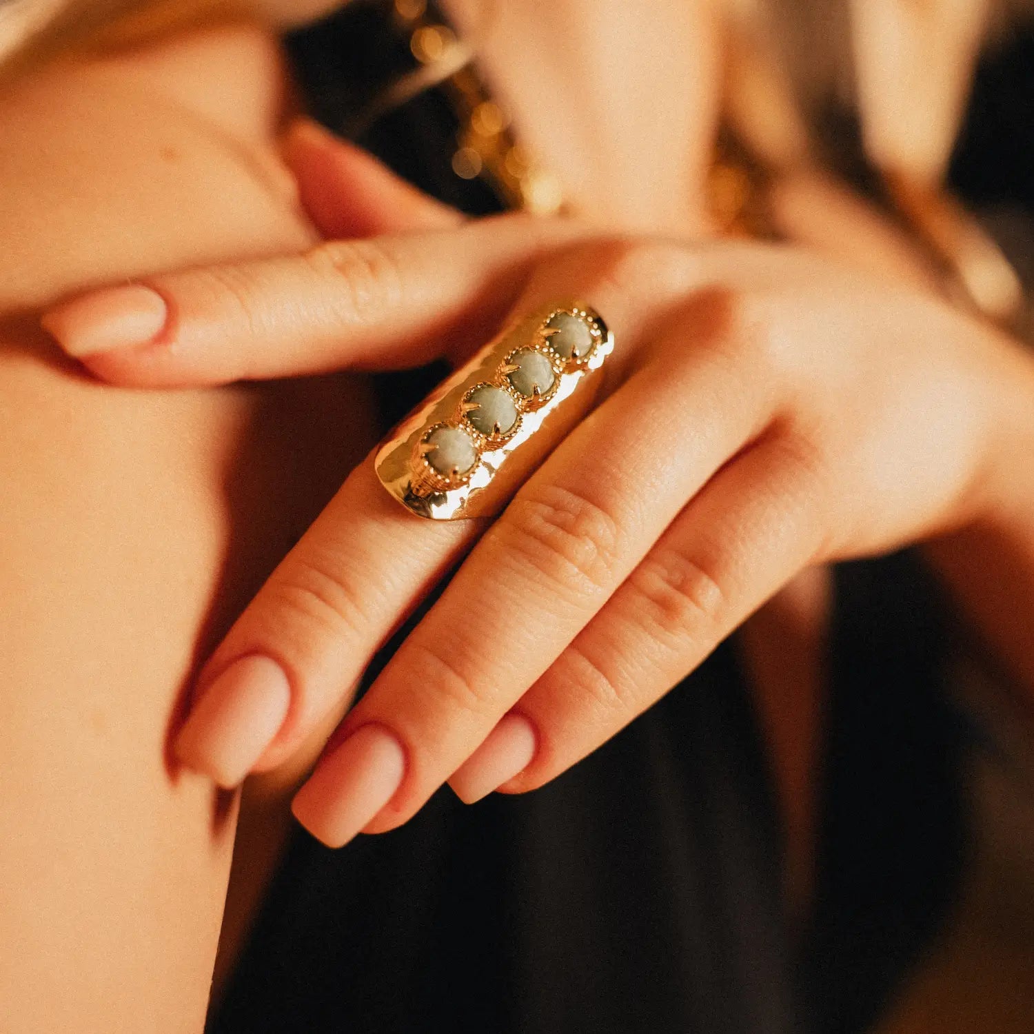 Statement Ring with Natural Stones | Amazonite PHOEBE'S 