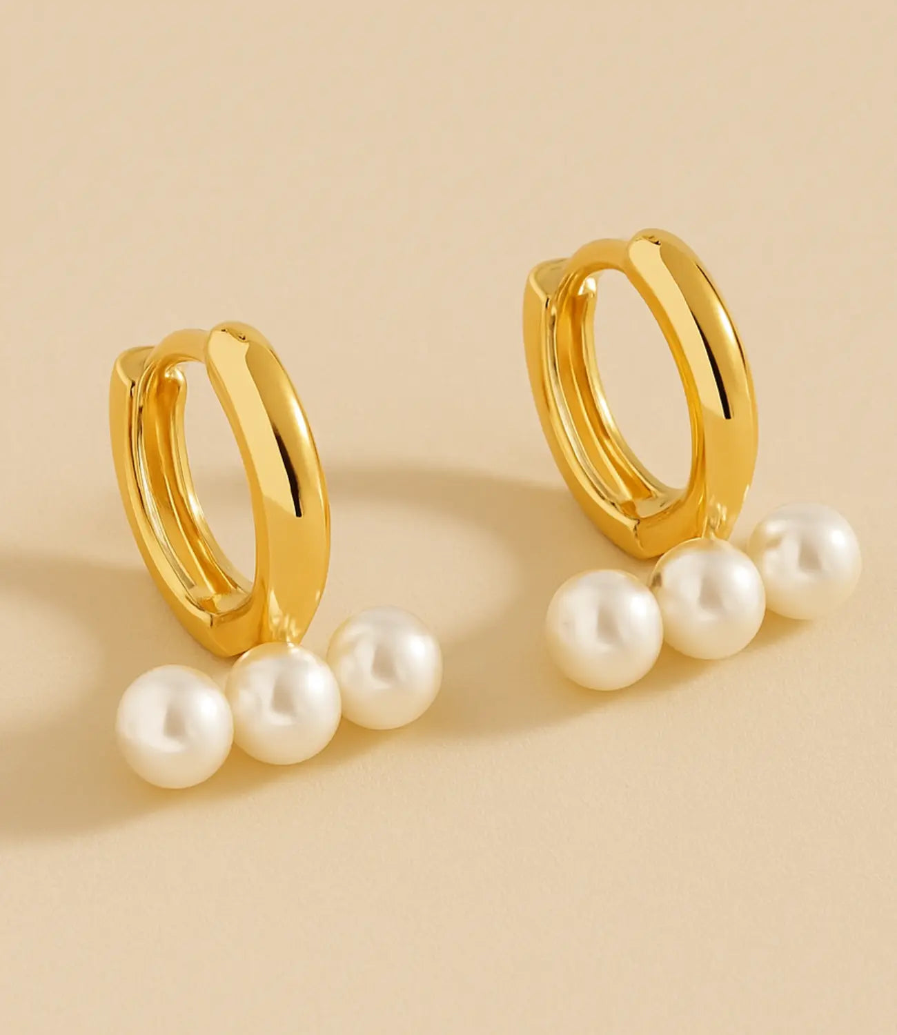 Sterling Silver Hoops with Pearls and 18k Gold Plating PHOEBE'S 