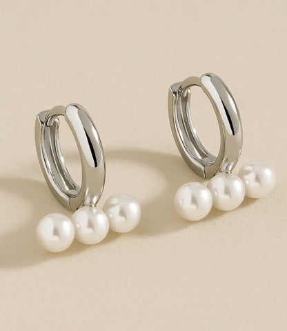 Sterling Silver Hoops with Pearls and 18k Gold Plating PHOEBE'S 