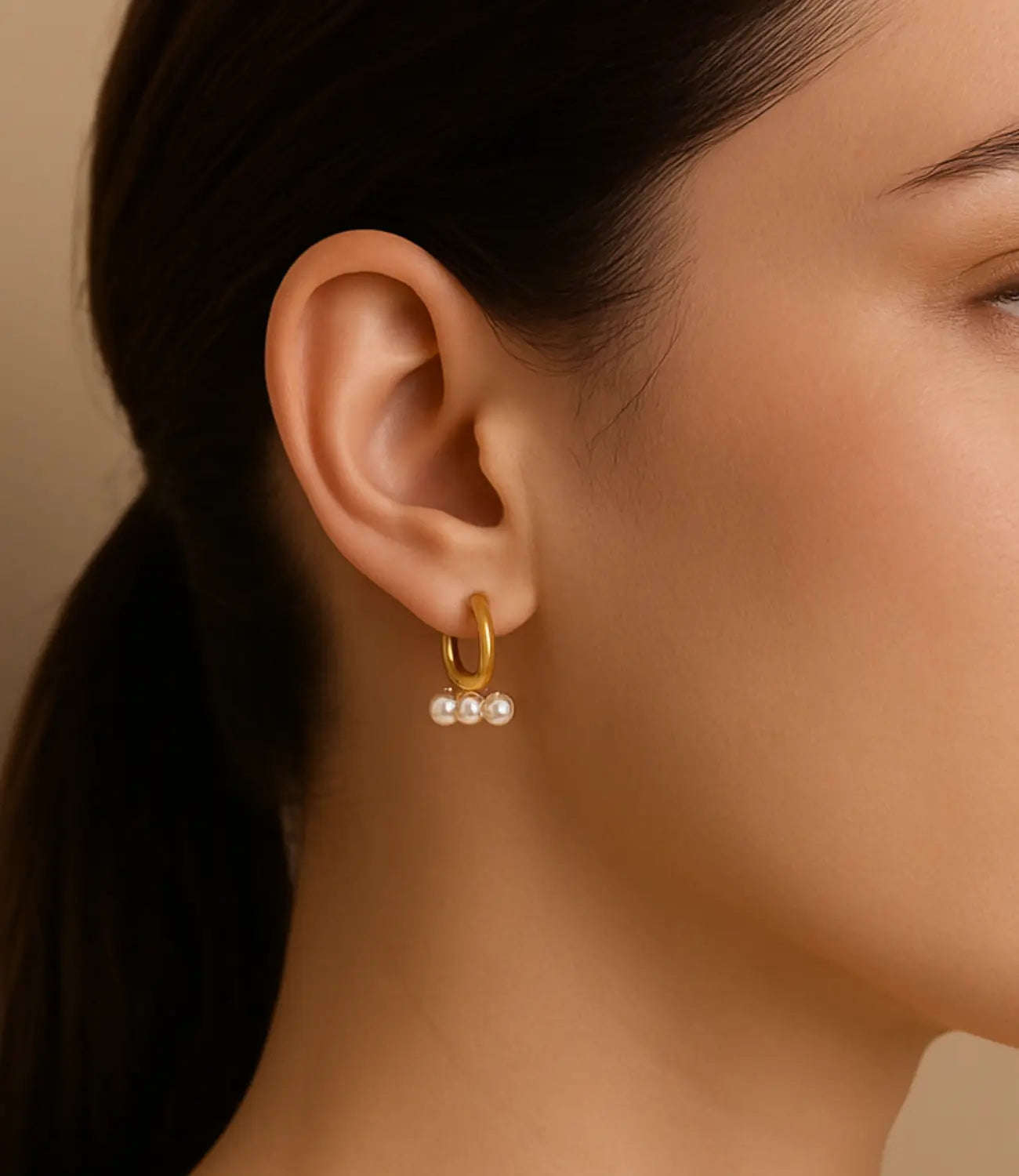 Sterling Silver Hoops with Pearls and 18k Gold Plating PHOEBE'S 