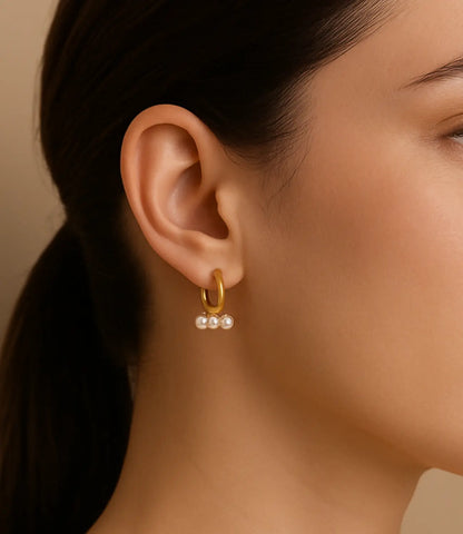 Sterling Silver Hoops with Pearls and 18k Gold Plating PHOEBE'S 