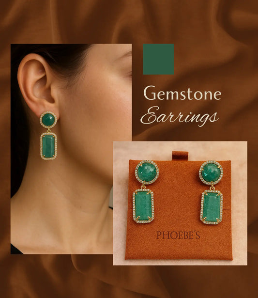 Strawberry Green Natural Stone Earrings with 18K Gold Plating Phoebe`s  