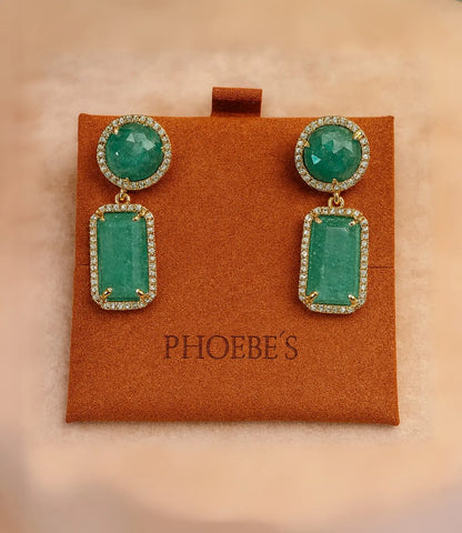 Strawberry Green Natural Stone Earrings with 18K Gold Plating Phoebe`s  