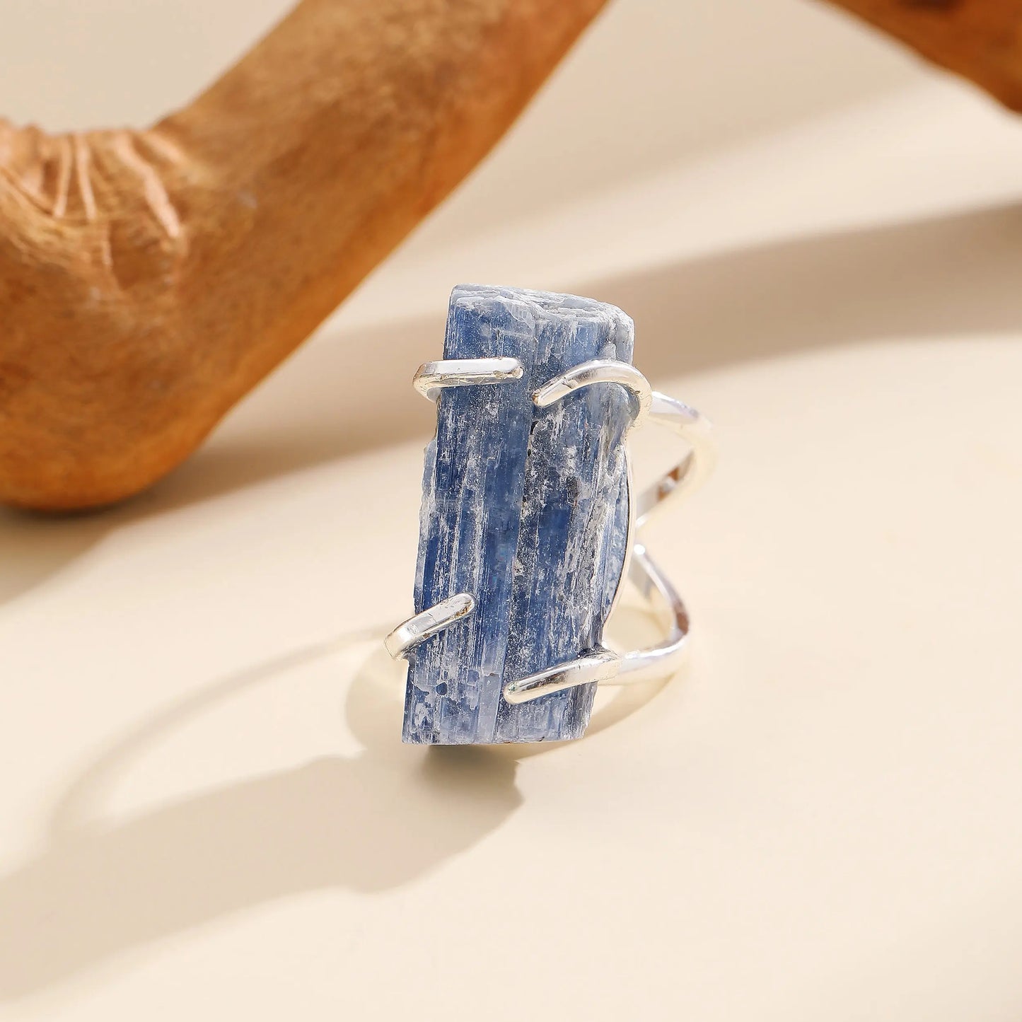 Thick Ring with Natural Kyanite Stone - Elegant and Modern Jewelry PHOEBE'S