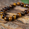 Tiger Eye Beads Necklace, Raw Amethyst Pendant, Best Gift