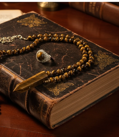 Tiger's Eye Necklace with 18K Gold Accents – Energy, Protection, and Natural Elegance PHOEBE'S 