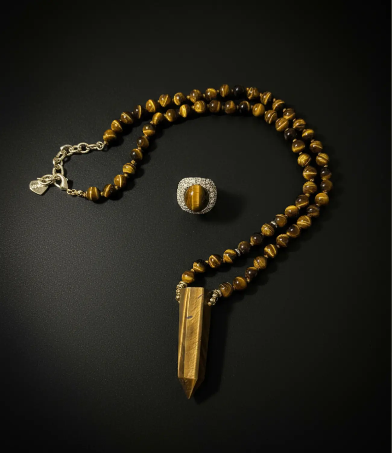 Tiger's Eye Necklace with 18K Gold Accents – Energy, Protection, and Natural Elegance PHOEBE'S 