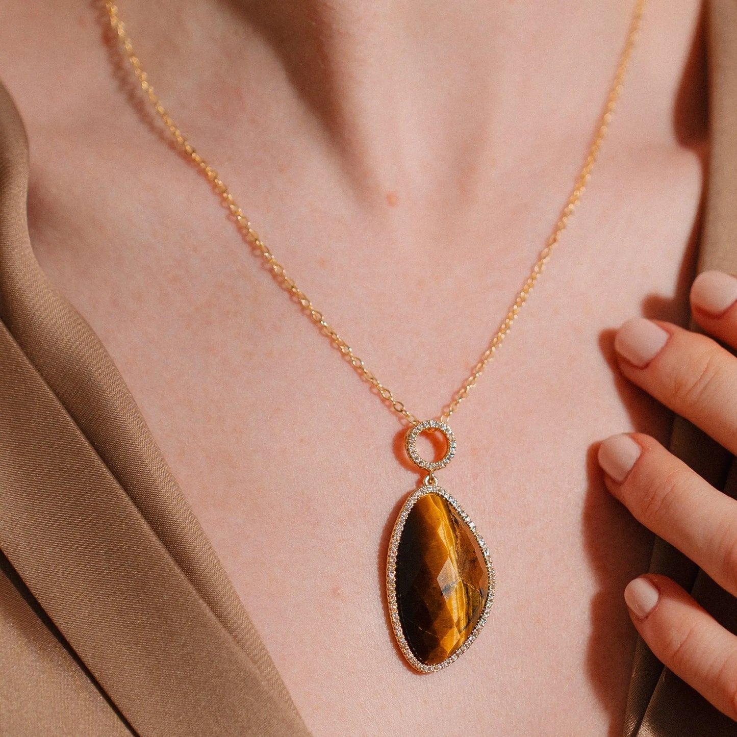 Tiger's Eye Necklace, Protection Stone, Gift for Her