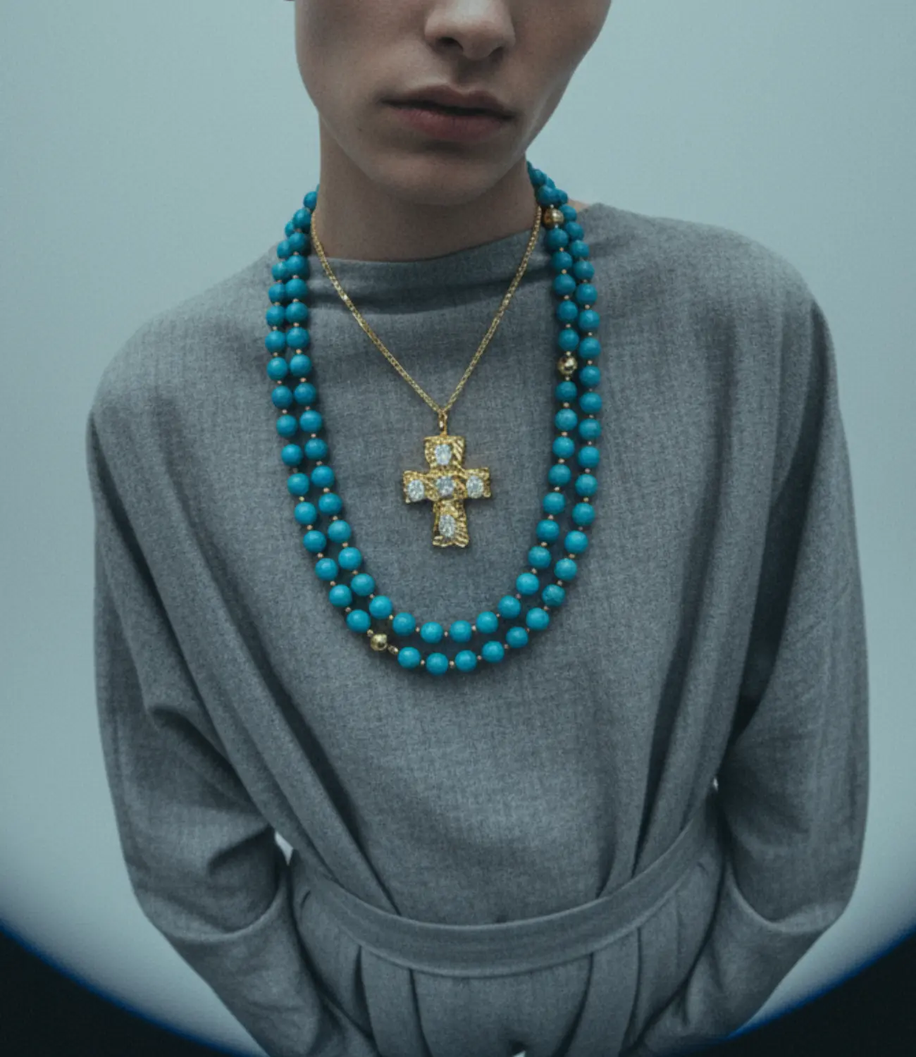 Turquoise & Gold Cross Necklace Set — 18K Gold Plated PHOEBE'S 