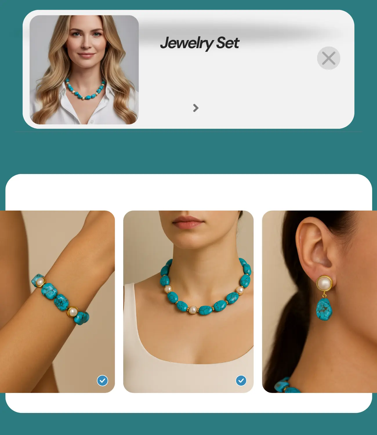 Turquoise and Pearl Jewelry Set – Necklace, Bracelet, and Earrings PHOEBE'S 