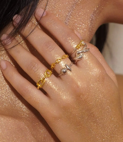 Two-Tone Ring Stack in Sterling Silver and 18k Gold Plating PHOEBE'S 