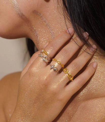 Two-Tone Ring Stack in Sterling Silver and 18k Gold Plating PHOEBE'S 