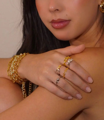 Two-Tone Ring Stack in Sterling Silver and 18k Gold Plating PHOEBE'S 