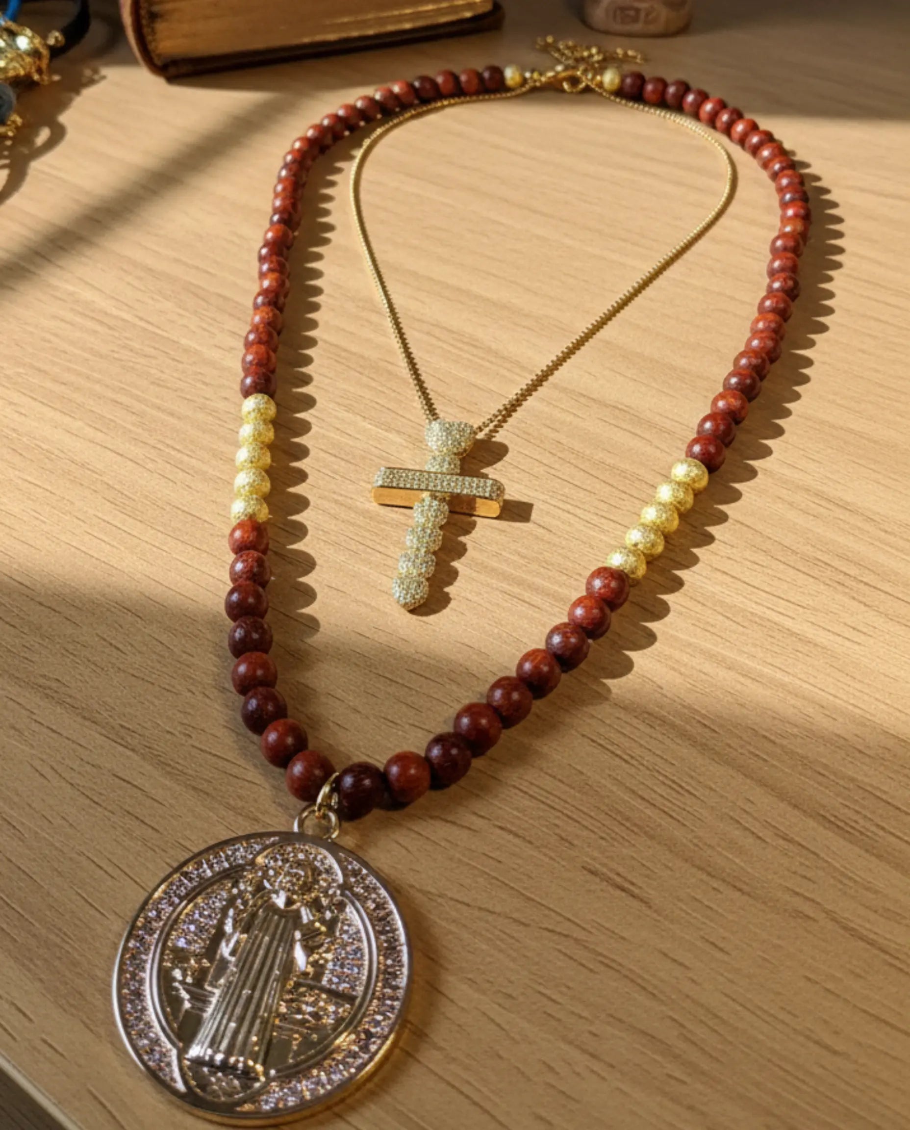 Unisex Catholic Jewelry Set - Saint Benedict - Love and Protection PHOEBE'S 