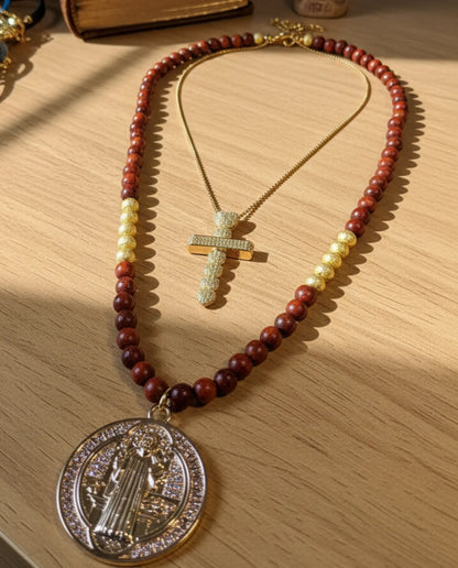 Unisex Catholic Jewelry Set - Saint Benedict - Love and Protection PHOEBE'S 
