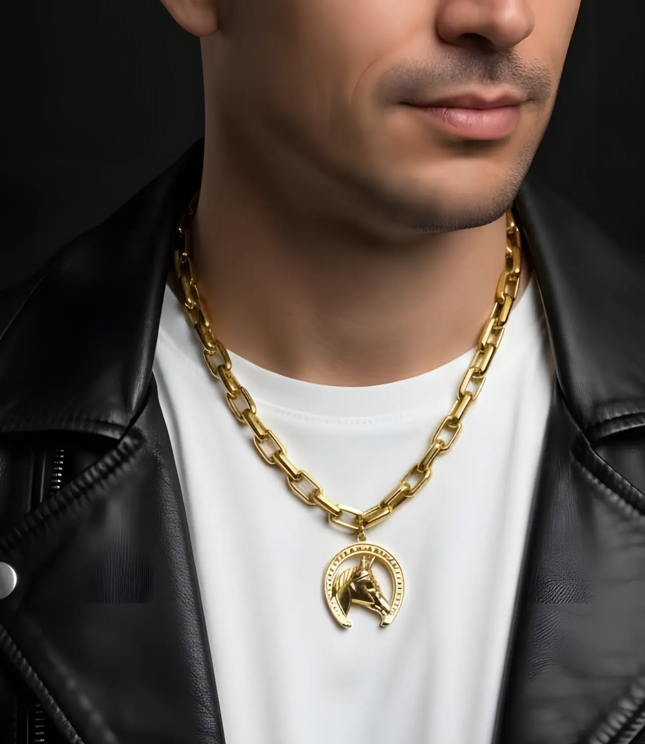 Unisex Western Horse Pendant Necklace – Gold Stainless Steel PHOEBE'S 