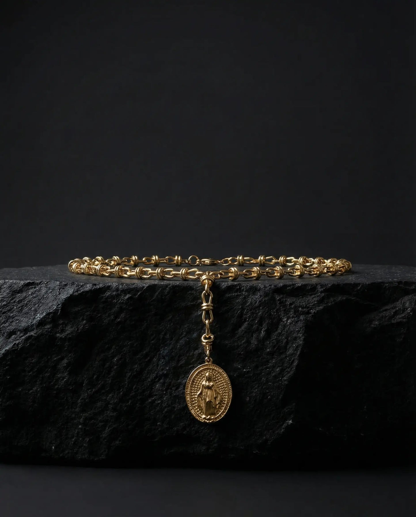 Virgin Mary Medal Necklace with Colored Zircons · 18K Gold Plated Phoebe`s  