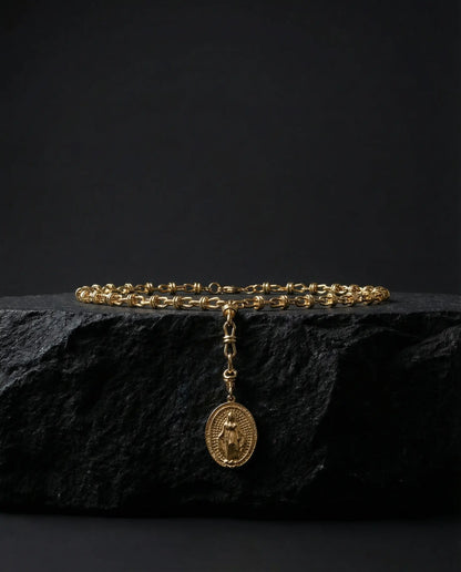 Virgin Mary Medal Necklace with Colored Zircons · 18K Gold Plated Phoebe`s  