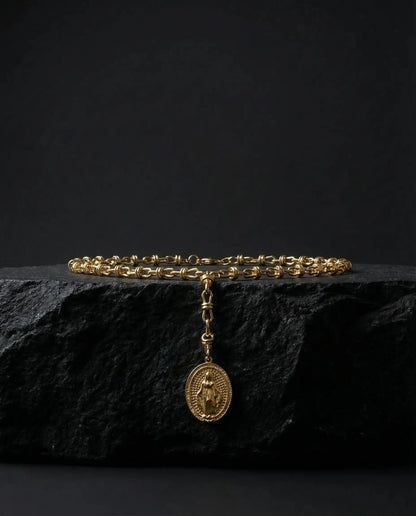 Virgin Mary Medal Necklace with Colored Zircons · 18K Gold Plated Phoebe`s  