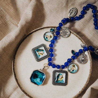 Blue Necklace | Virgin Mary Necklace | Catholic Jewelery | Handmade Gift