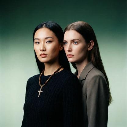 Wooden Necklace with Cubic Zirconia Cross – Natural Elegance & Faith PHOEBE'S 