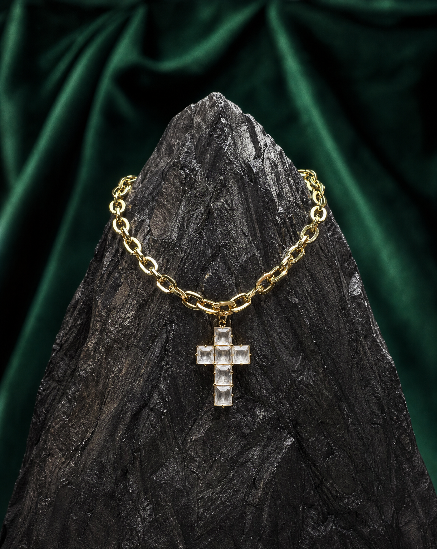 Natural Stone Cross Necklace | Catholic Statement Handmade