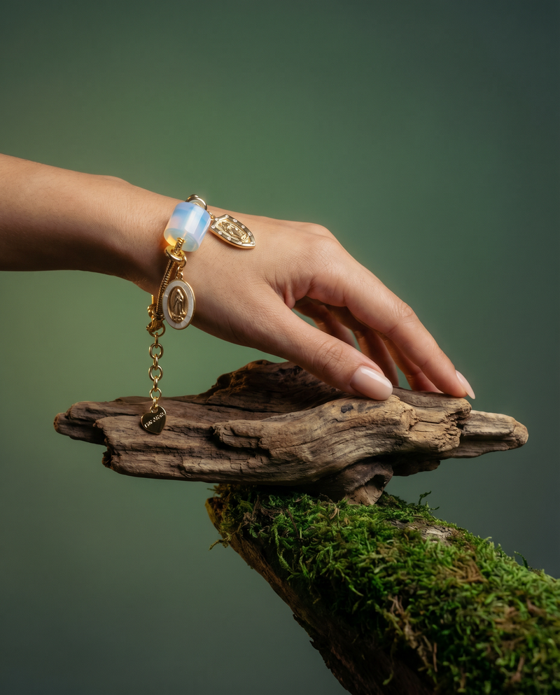 Virgin Mary Charm Bracelet · Moonstone · Catholic