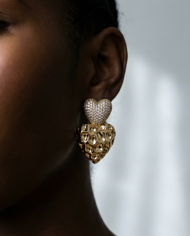Textured Gold Heart Earrings | Elegant and Timeless Jewelry