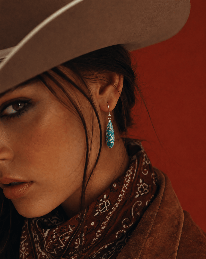 African turquoise teardrop earrings in gold tone – Phoebe's
