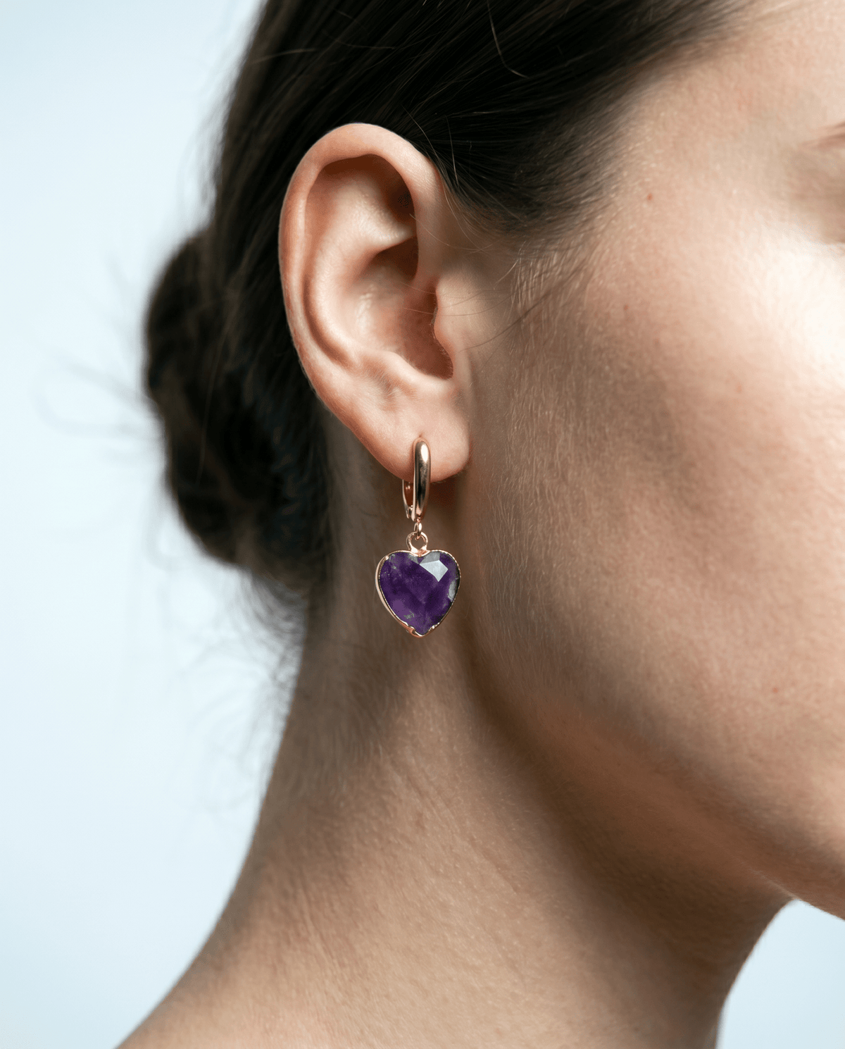 Amethyst heart huggie earrings – Phoebe's