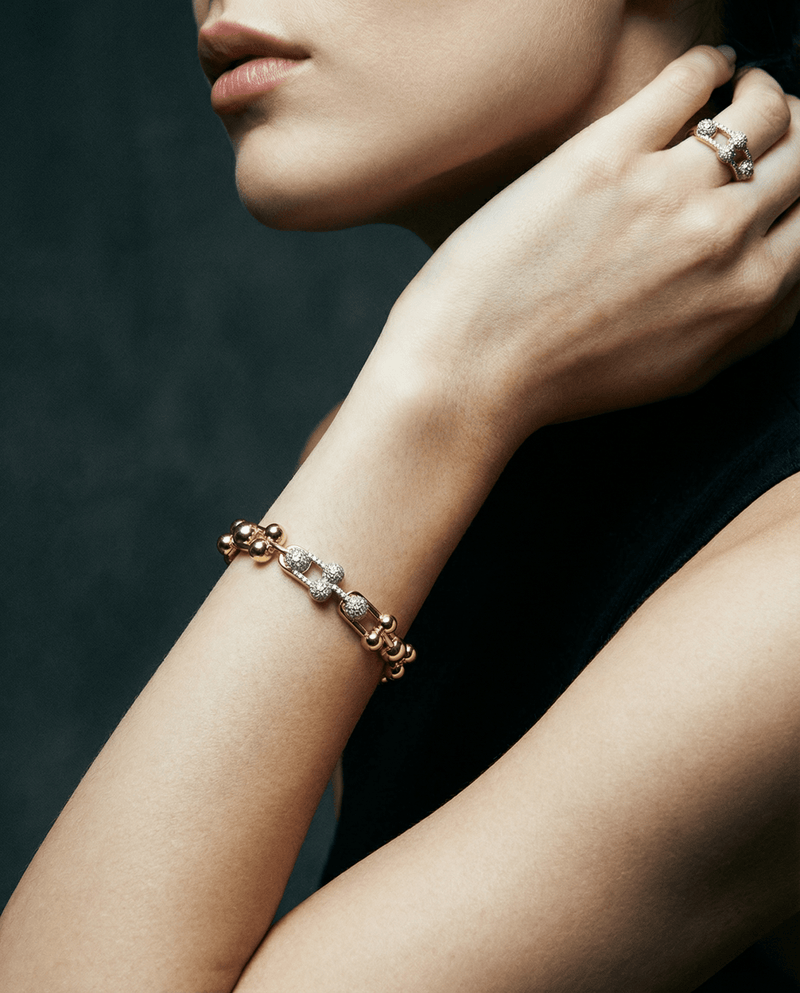 Aurea gold-tone link jewelry set with pavé spheres – Phoebe's