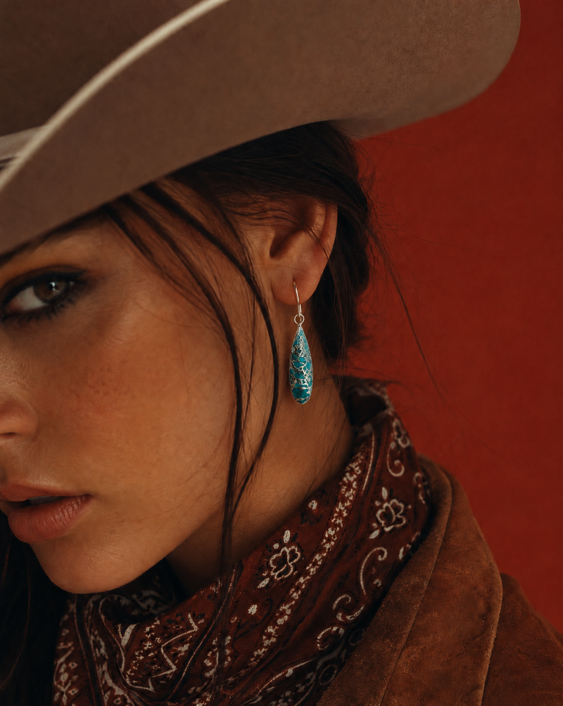 African Turquoise Teardrop Drop Earrings