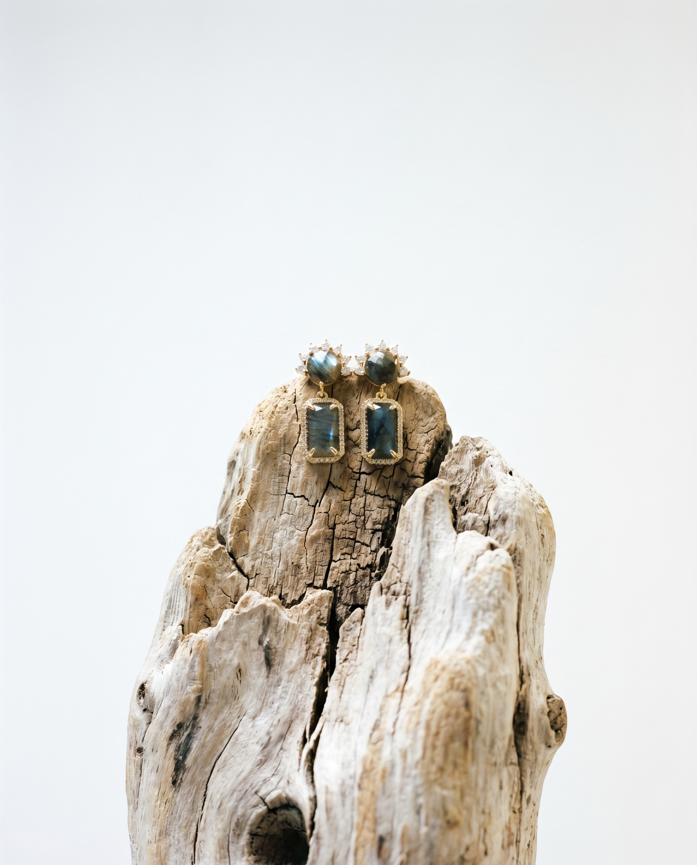 Labradorite Rectangle Drop Earrings · Natural Gemstone