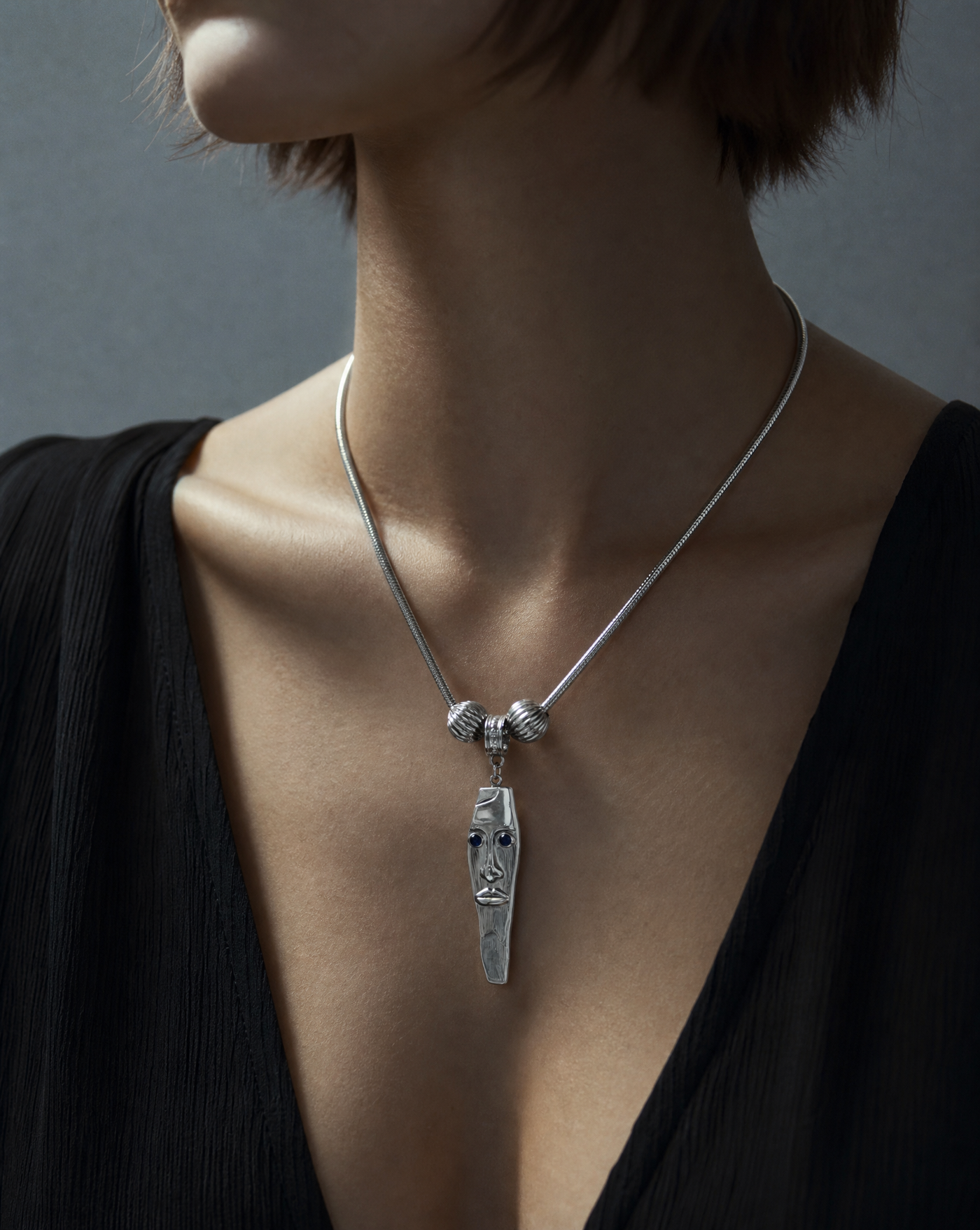 Sculptural Face Necklace | Boho Statement Jewelry
