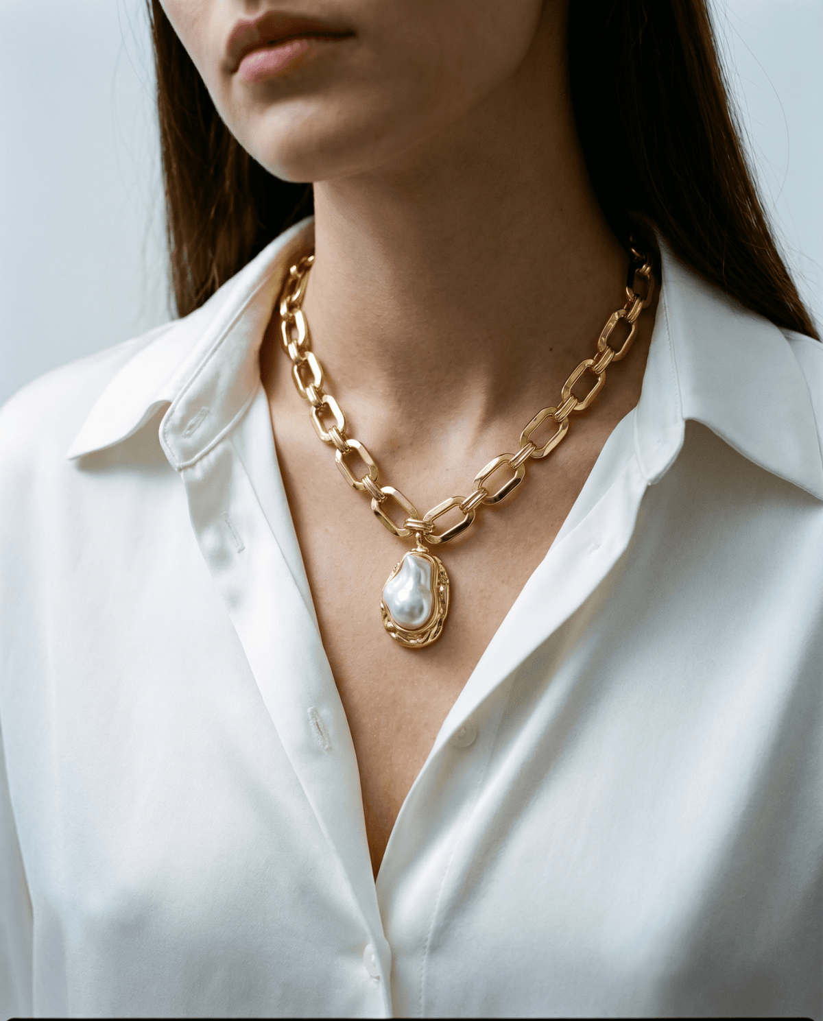 Baroque pearl chunky chain necklace and open cuff set – Phoebe's