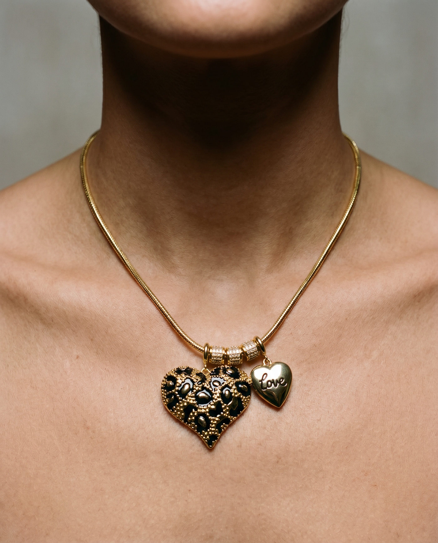Leopard Heart & Love Charm Necklace · Customizable