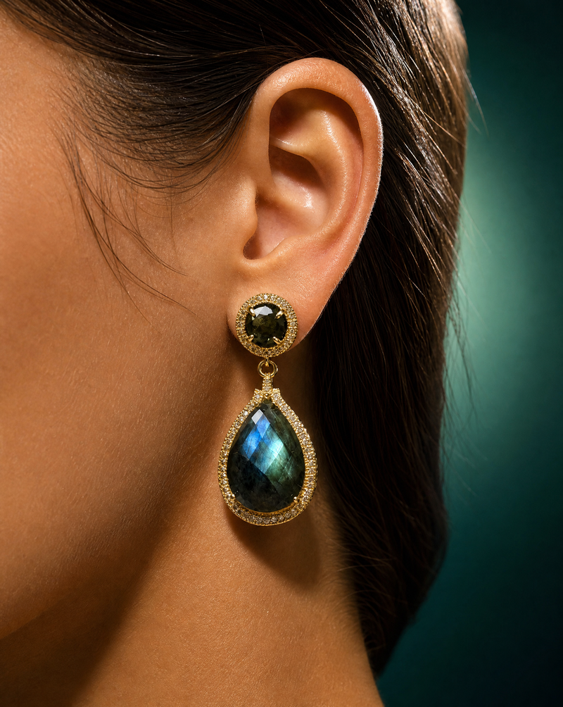 Teardrop Natural Stone Statement Earrings