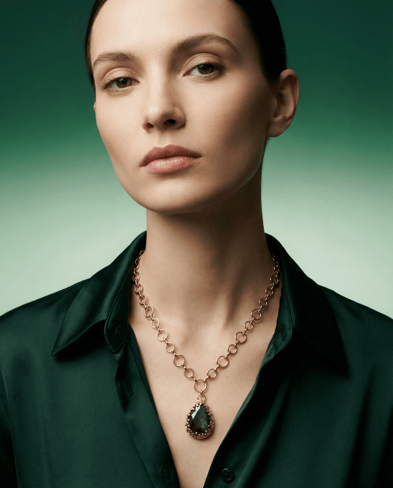 Gemstone birthstone necklace, 18K gold plated – Phoebe's