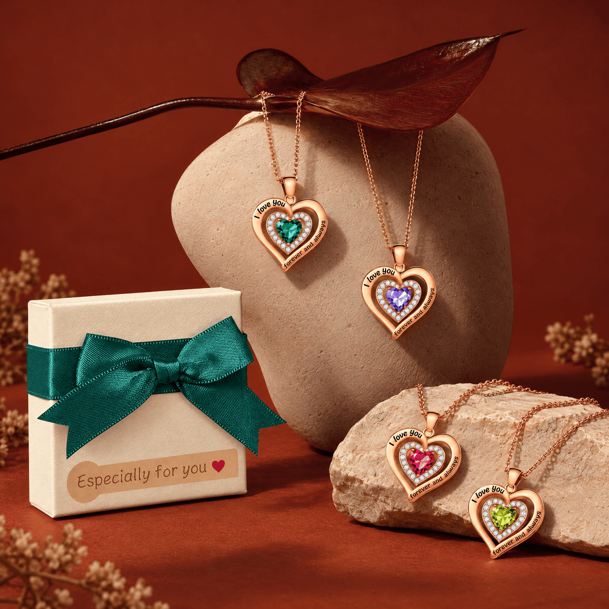Birthstone Heart Necklace, Meaningful Gift, view 6 – Phoebe's