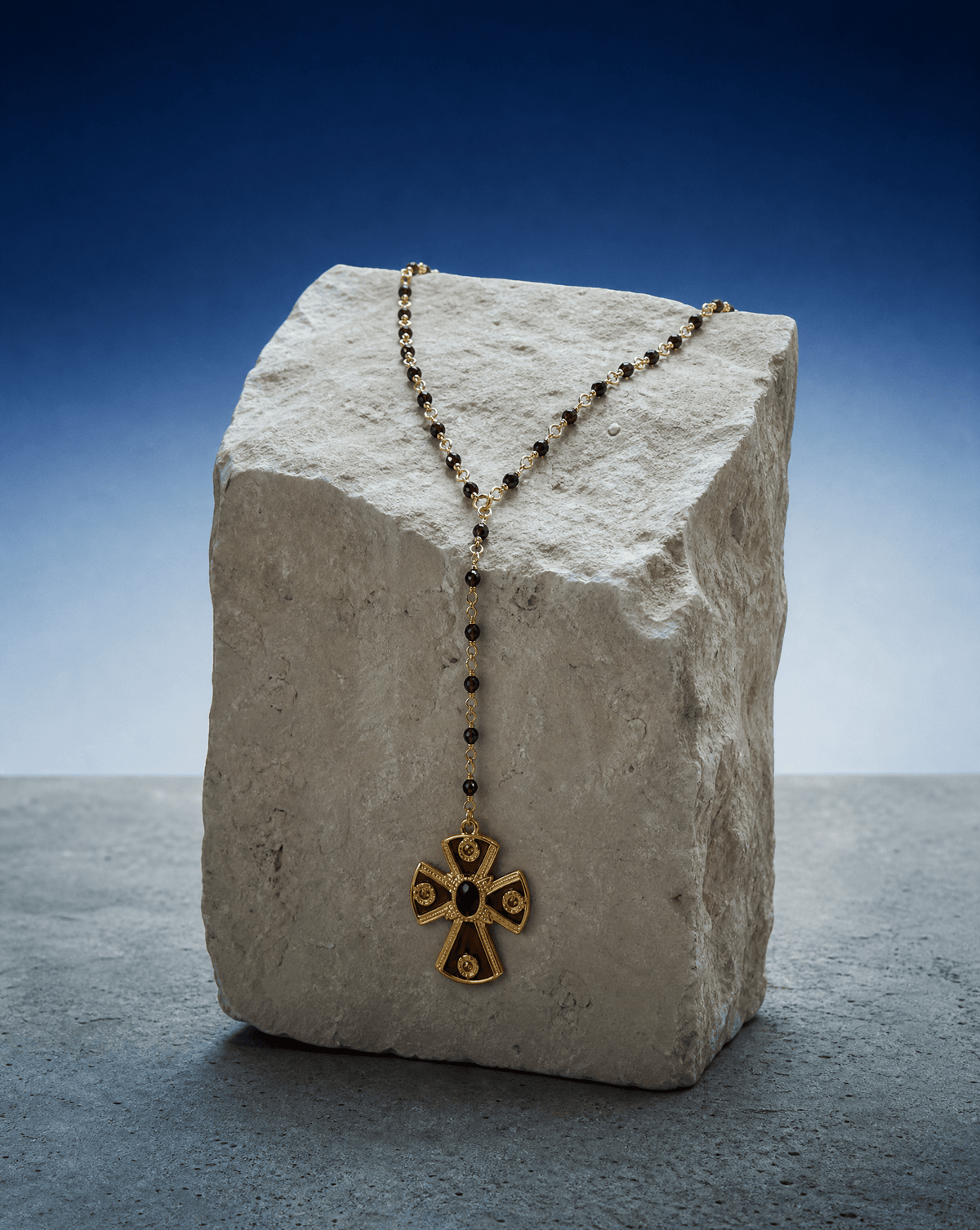 Burgundy crystal cross rosary chain necklace – Phoebe's