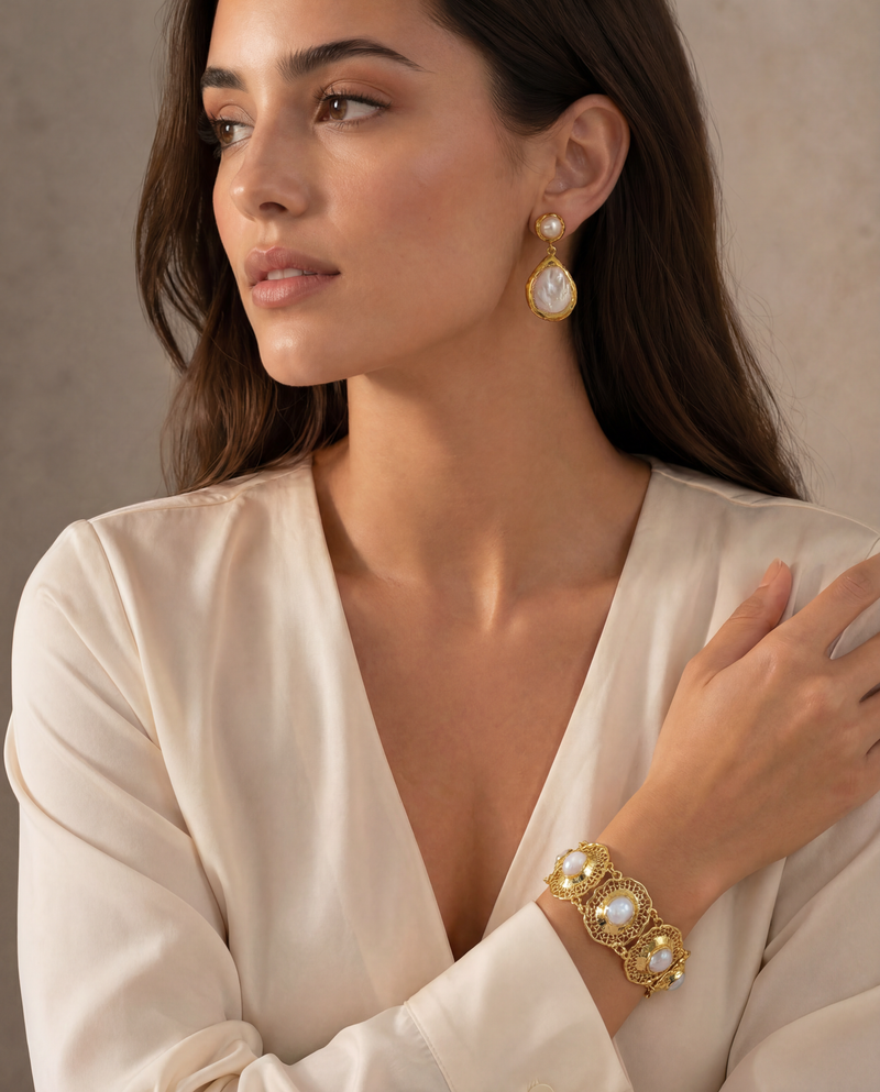Baroque Pearl Jewelry Set · Natural Freshwater Pearl · Bridal Luxury