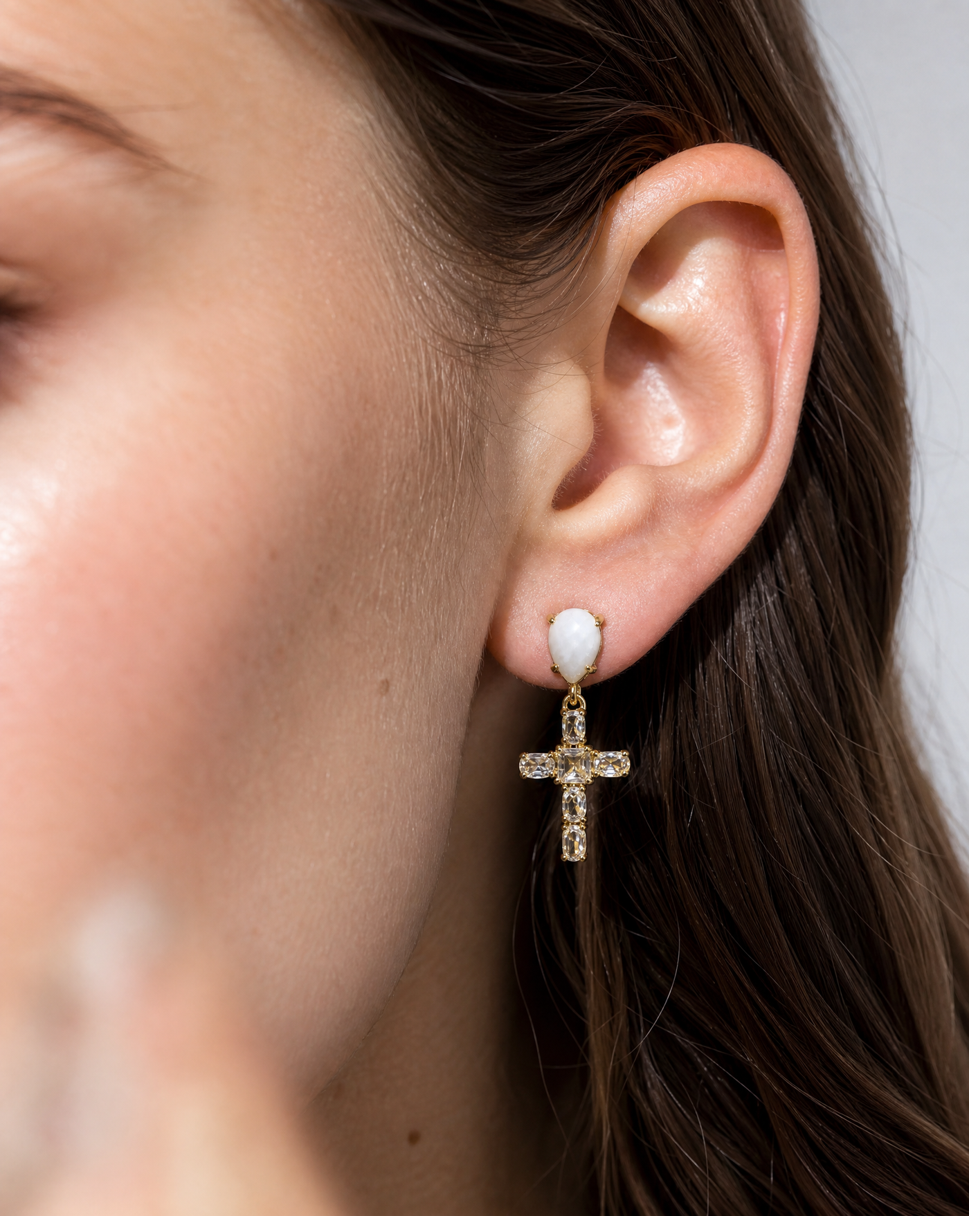 Gemstone Earrings — Quartz and Cubic Zirconia