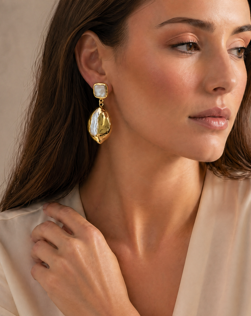 Baroque Pearl & Mother of Pearl Drop Earrings · Luxury Jewelry Set