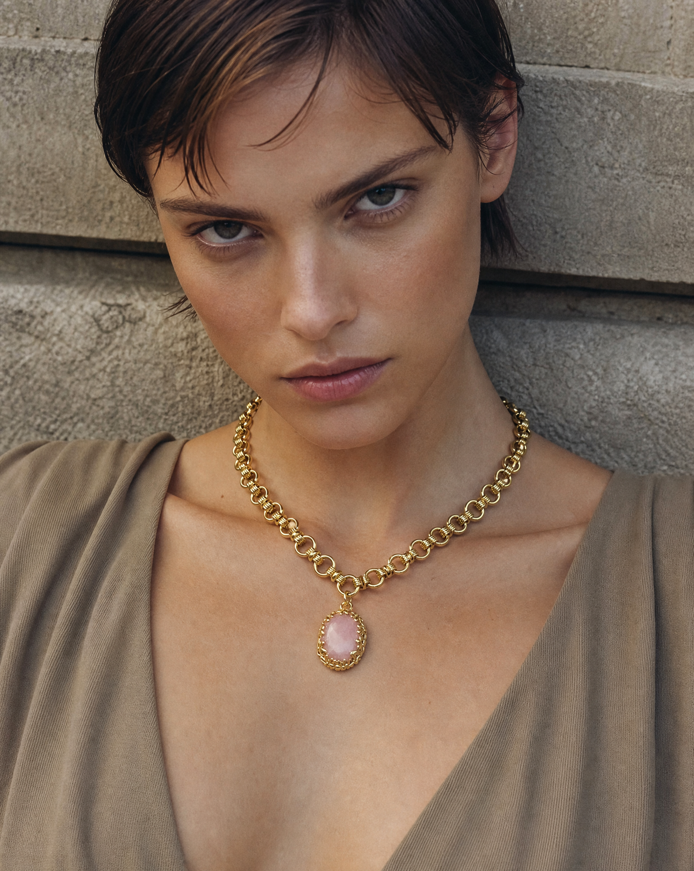 Link Chain Gemstone Necklace — Natural Stone Jewelry