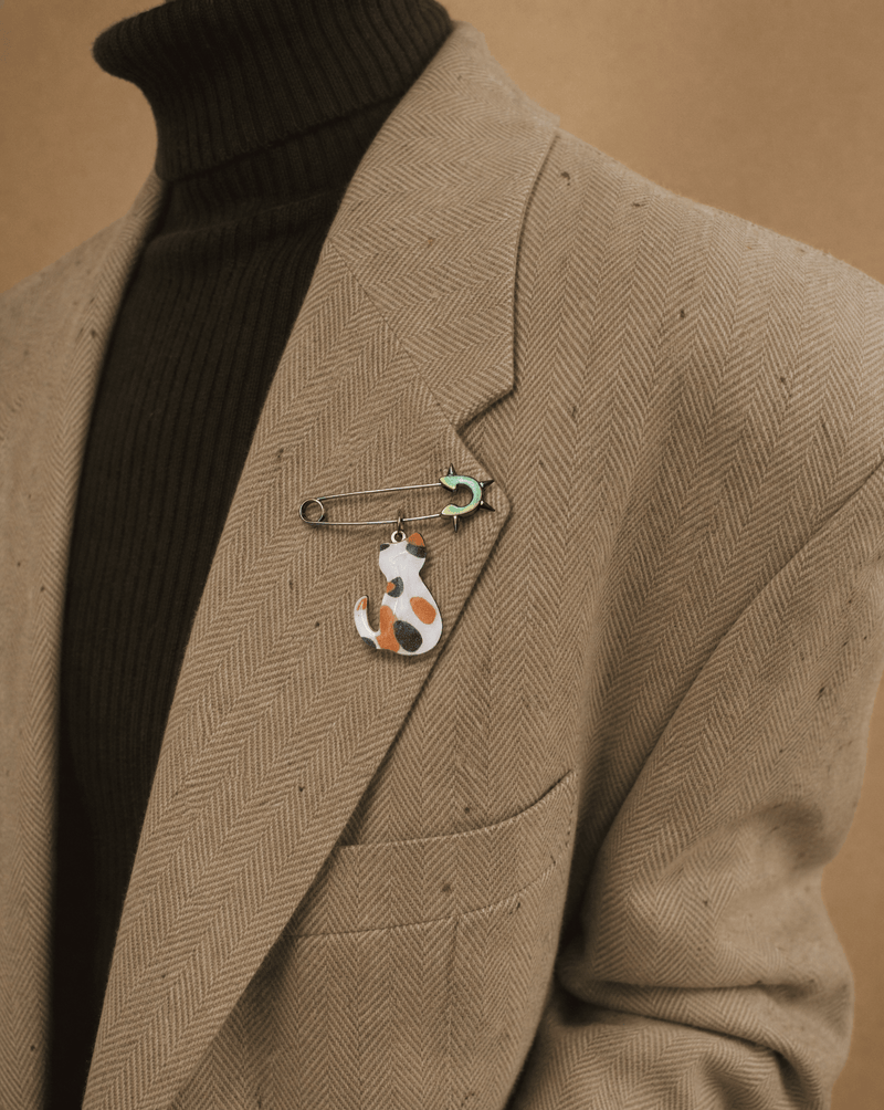 Calico cat enamel charm pin brooch – Phoebe's