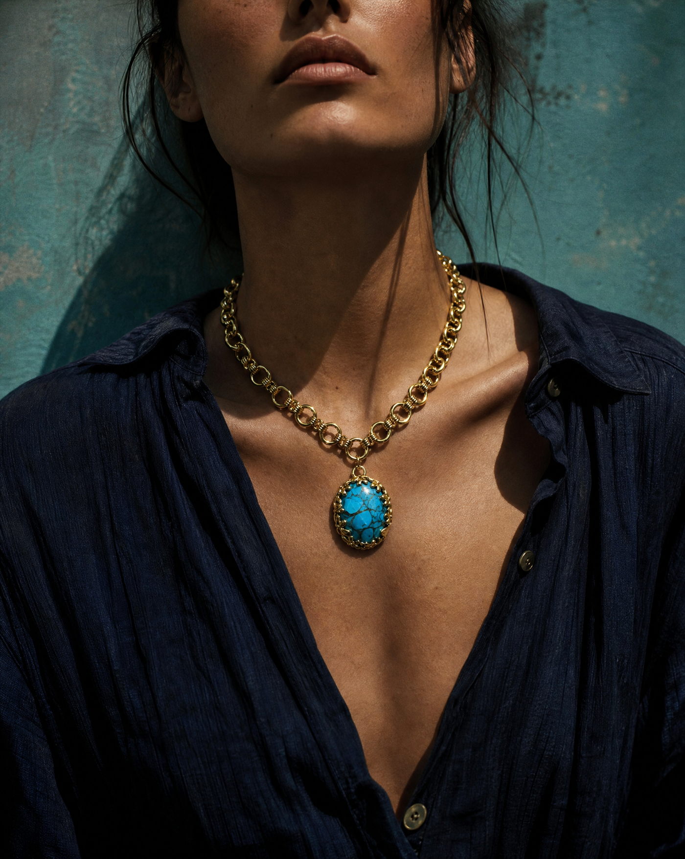 Link Chain Gemstone Necklace — Natural Stone Jewelry