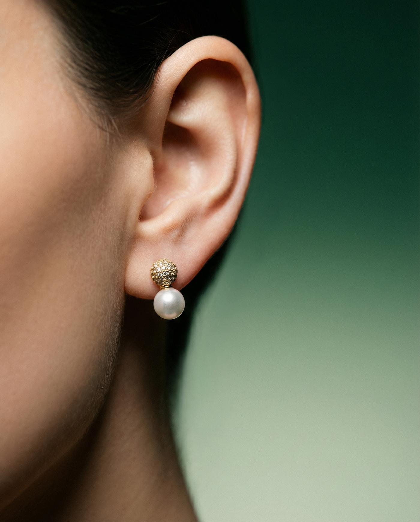 CZ Dome Pearl Drop Stud Earrings