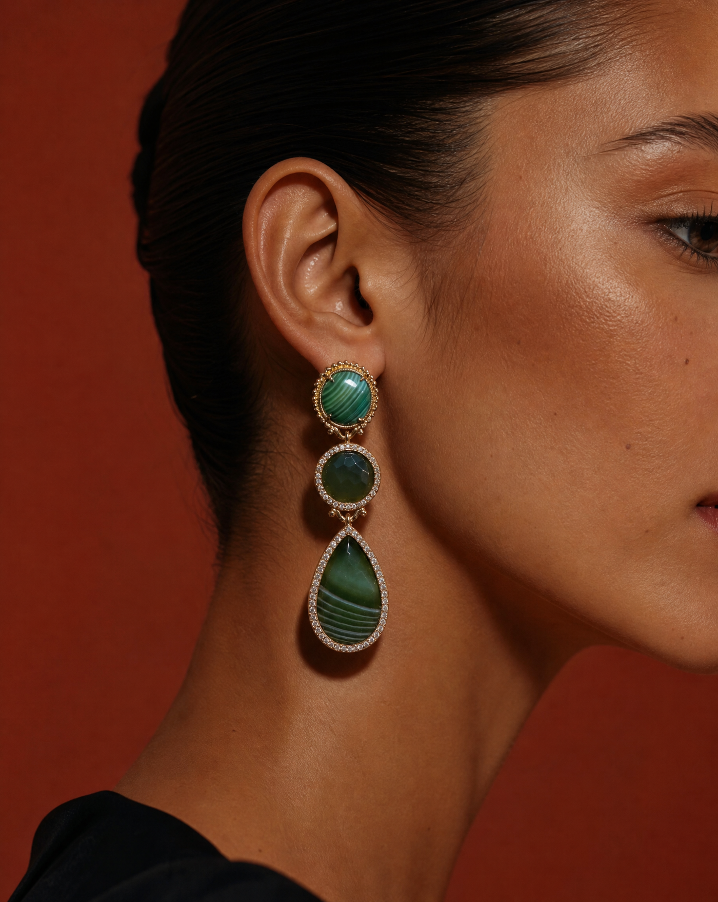 Green Agate Drop Statement Earrings | Maximalist Gemstone | Graduation Gift
