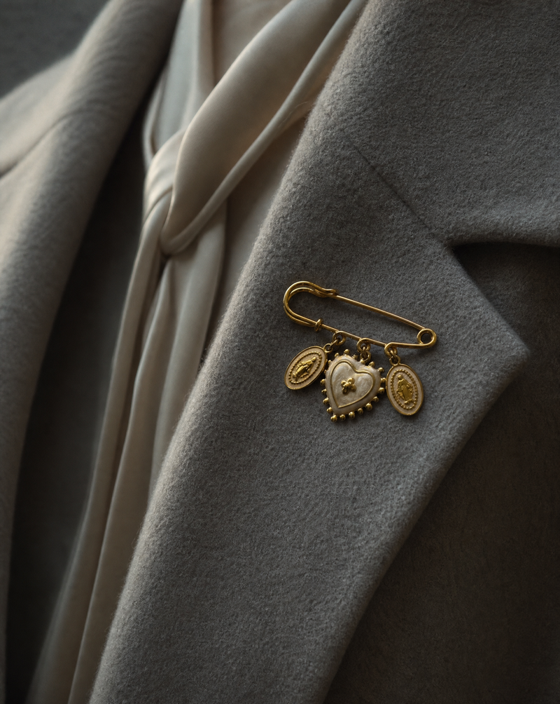 Religious Pin | Miraculous Mary Medal Safety Pin Brooch