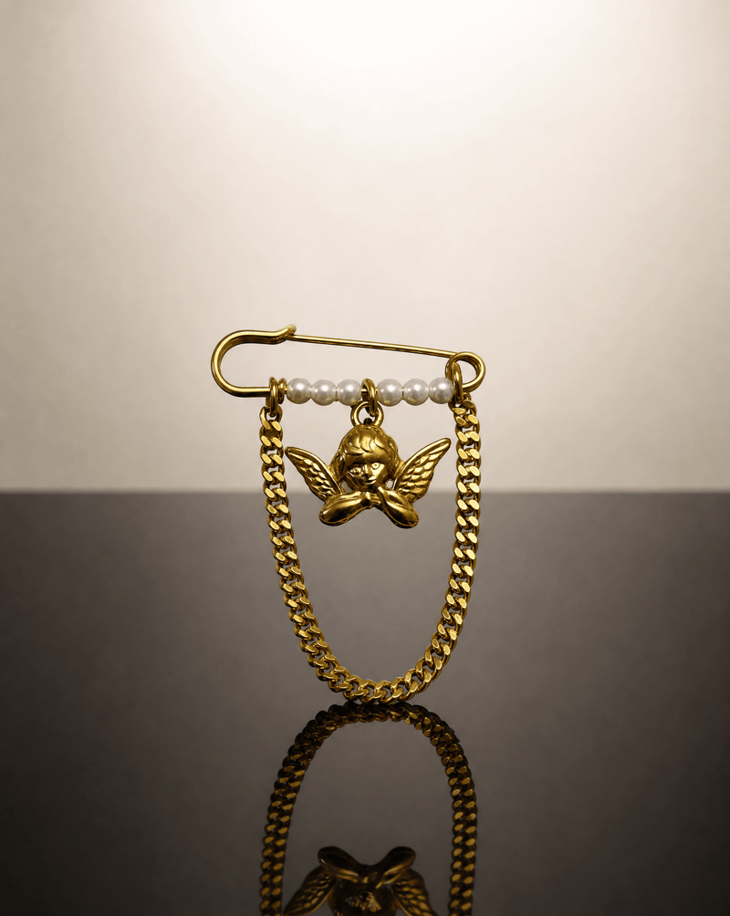 Cherub angel pearl chain pin brooch – Phoebe's